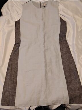 GAP Light Gray and Charcoal Colorblock Midi Sheath Dress
